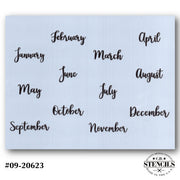 Script Months Stencil