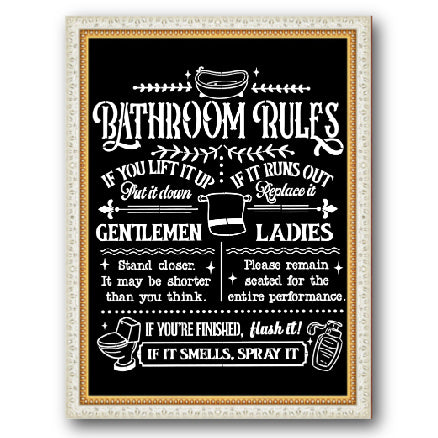 Funny Bathroom Rules Stencil CD Stencils