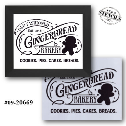 Old Fashioned Gingerbread Bakery Stencil