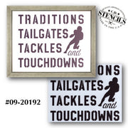 Traditions Tailgates Tackles Stencil