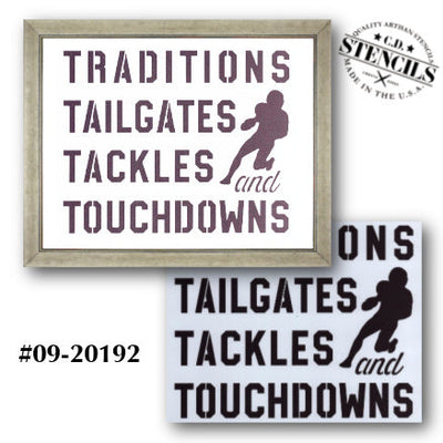 Traditions Tailgates Tackles Stencil