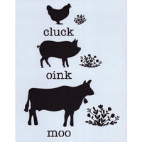 Cluck Oink Moo Floral Stencil