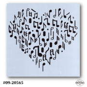Music Heart Background Stencil