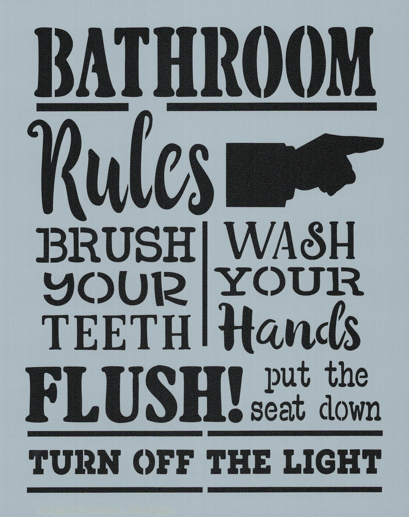 Bathroom Rules Stencil CD Stencils