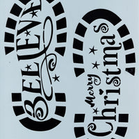 Santa Believe and Christmas Boot Prints Stencil