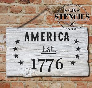 America Est 1776 Stencil