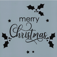 Merry Christmas Holly Stencil
