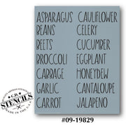 Garden Labels: Fruit & Veggies #1 Stencil