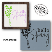 Hello Spring Greenery Stencil