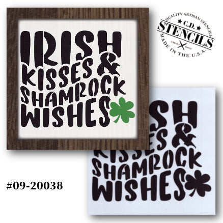 Irish Kisses Shamrock Wishes Stencil
