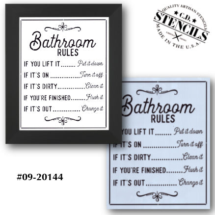 Bathroom Rules Stencil CD Stencils