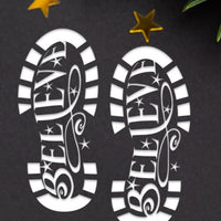 Santa Believe Boot Prints Stencil